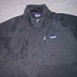 Patagonia Better Sweater Mens 2XL Black Fleece 1/4 Zip Mock Neck Pullover